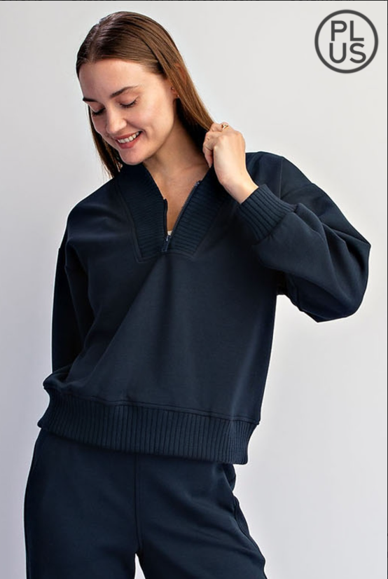 Plus Size Modal Scuba Luxe V-Neck Top