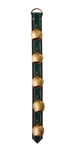 Handmade Velvet & Leather Bells Door Hanger