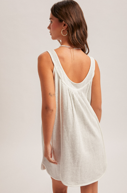 Grey Scoop Neck Piped Mini Dress