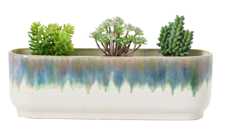 Stoneware Window Planter with 3 Sections