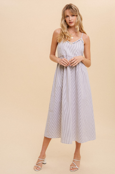 Embroidery Stripe Dress