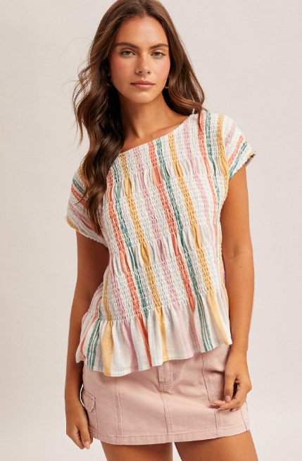 Multi Color Cinched Top