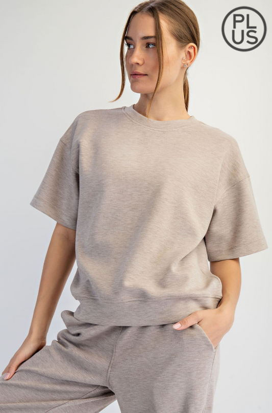Plus Size Modal Scuba Basic Short Sleeve Top