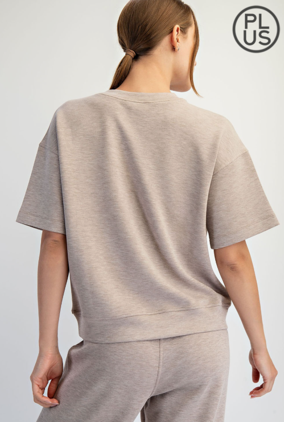 Plus Size Modal Scuba Basic Short Sleeve Top