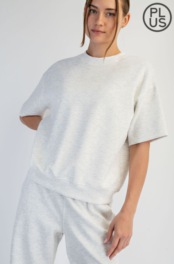Plus Size Modal Scuba Basic Short Sleeve Top