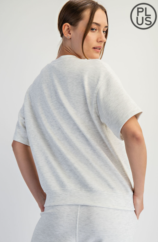 Plus Size Modal Scuba Basic Short Sleeve Top
