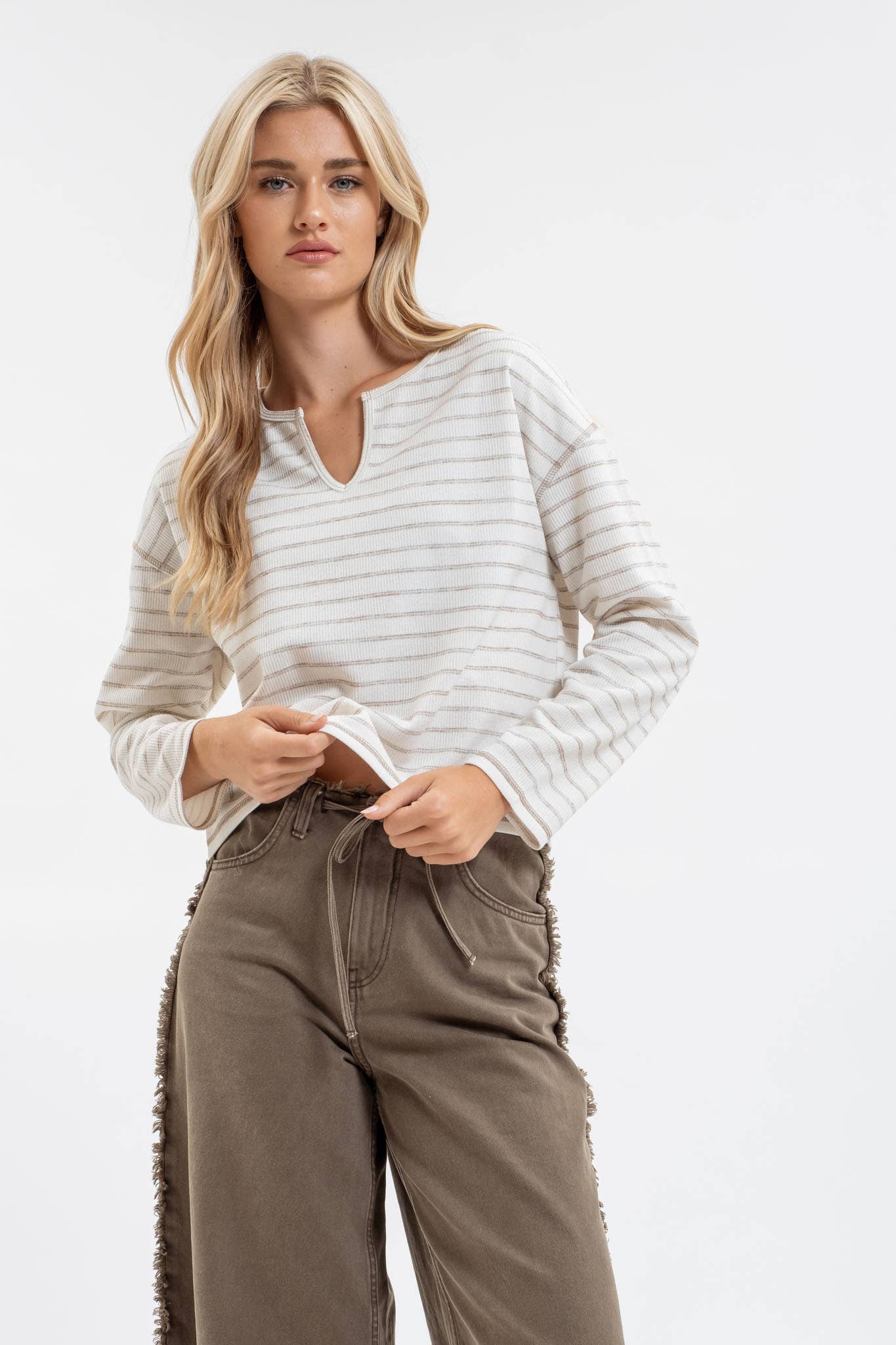 STRIPE SPLIT LONG SLEEVE