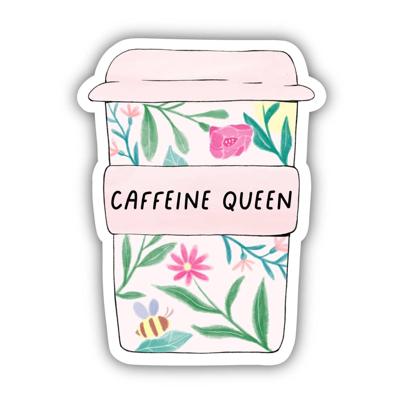 Caffeine Queen Floral Mug Sticker