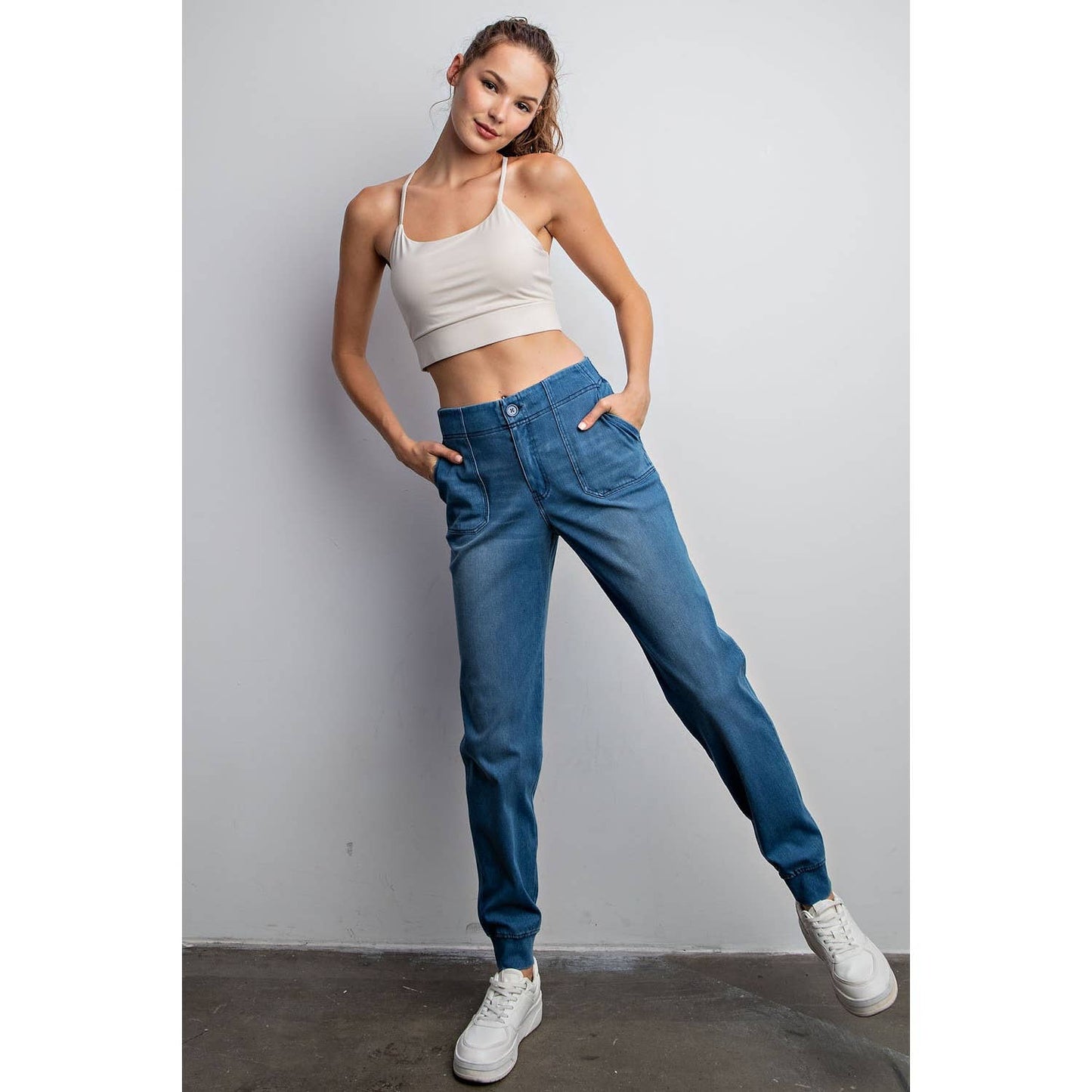 Cotton Stretch Denim Jogger Pants