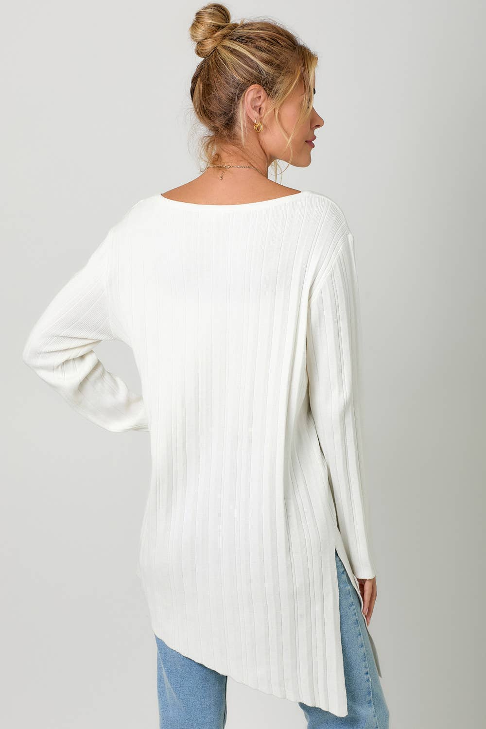 60757 Pleated Diagonal Cut Sweater