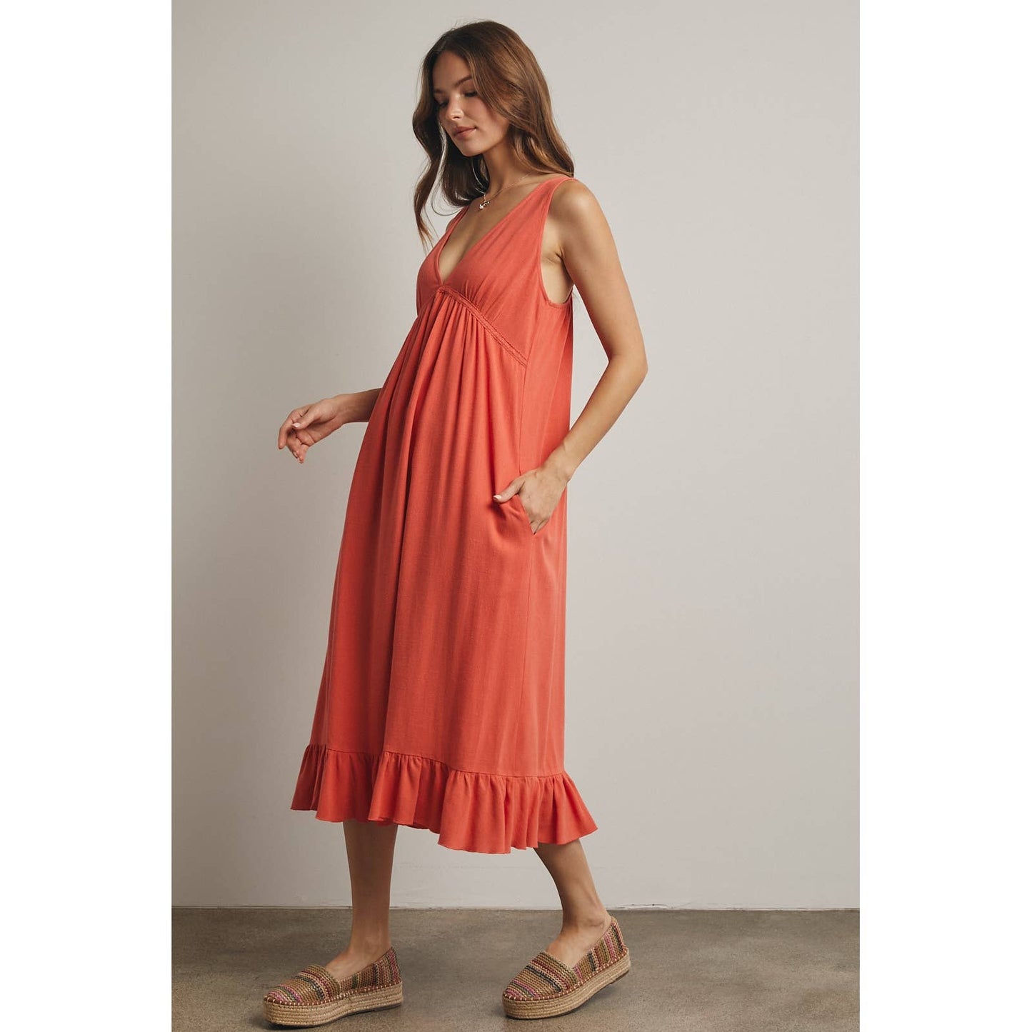 Sleeveless Ruffle Trim Mini Dress