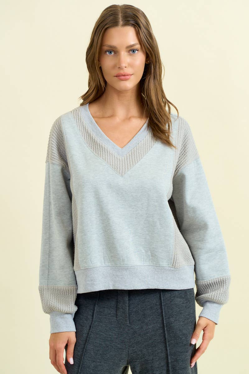 Brushed Terry Mix Media Block Sweatshirt