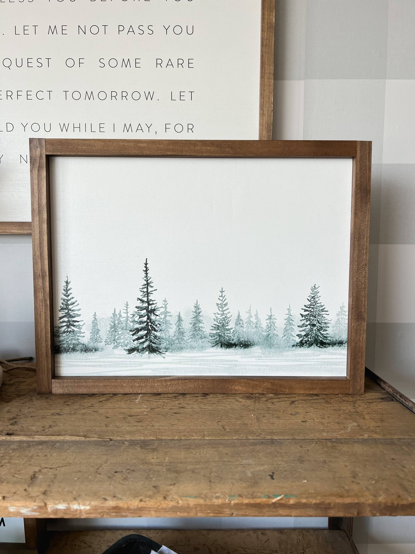 Winter Tree Landscape | Christmas Decor: Dark Walnut / 12x8"