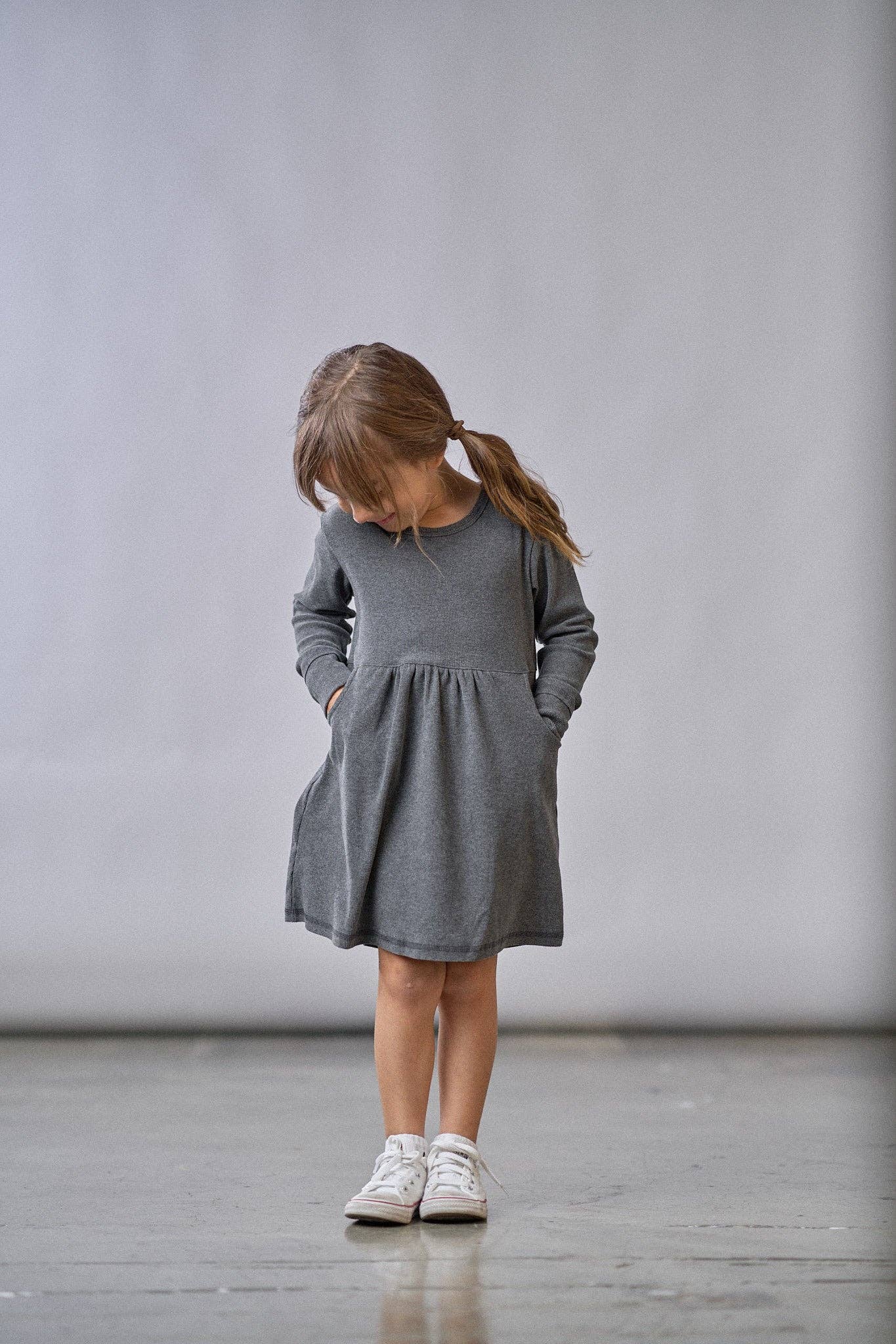 Ribbed Dress - Charcoal