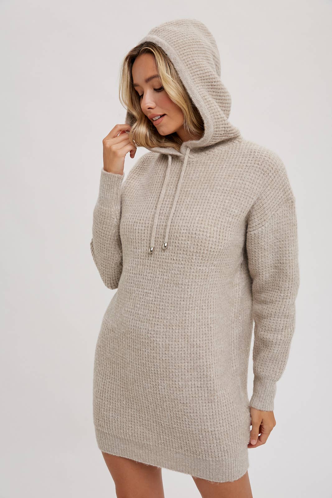 CHUNKY WAFFLE HOODIE TUNIC DRESS