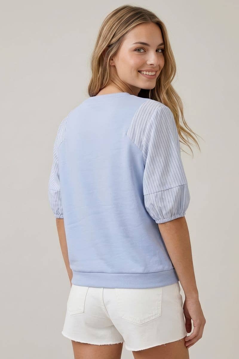 Stripe Puff Sleeve Top
