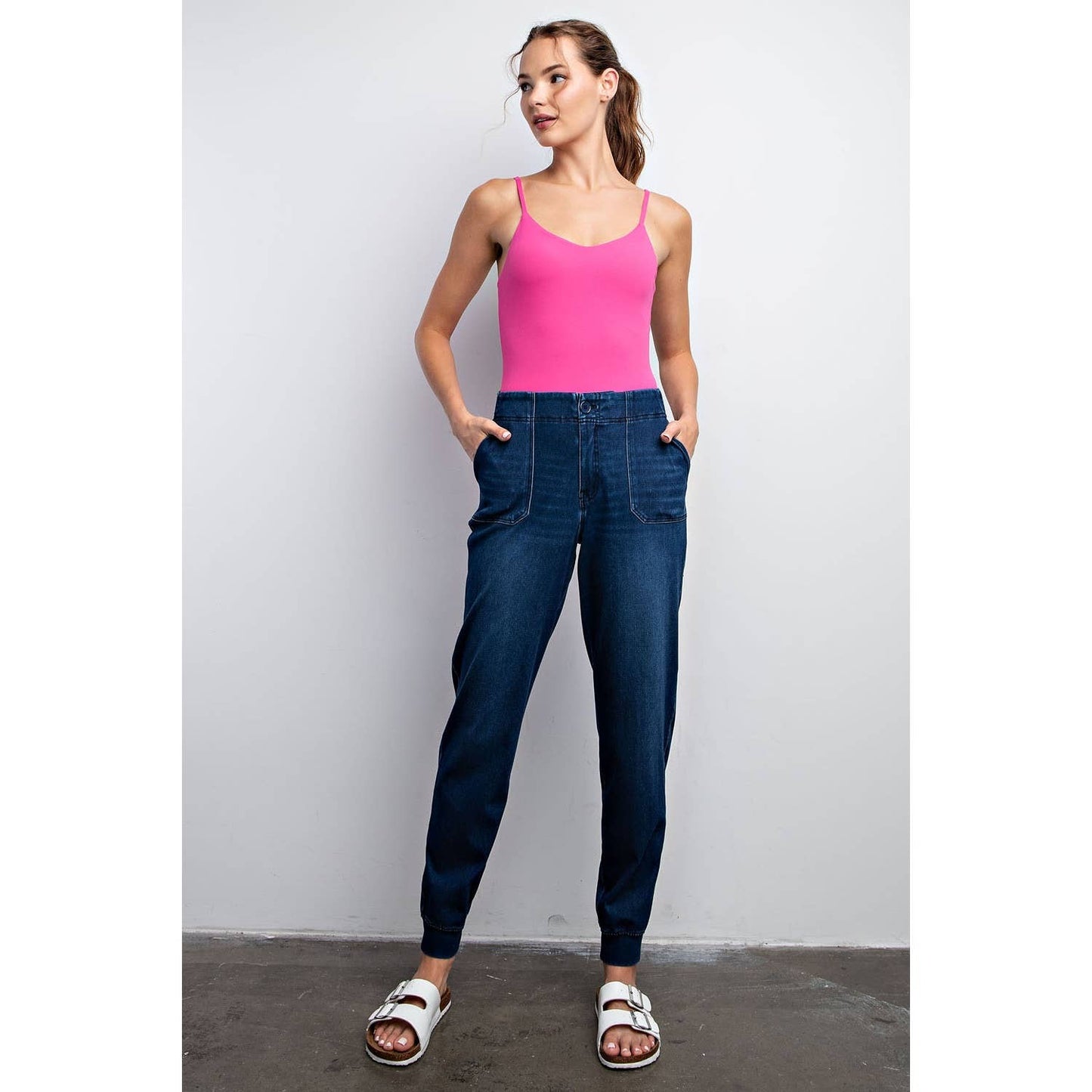 Cotton Stretch Denim Jogger Pants