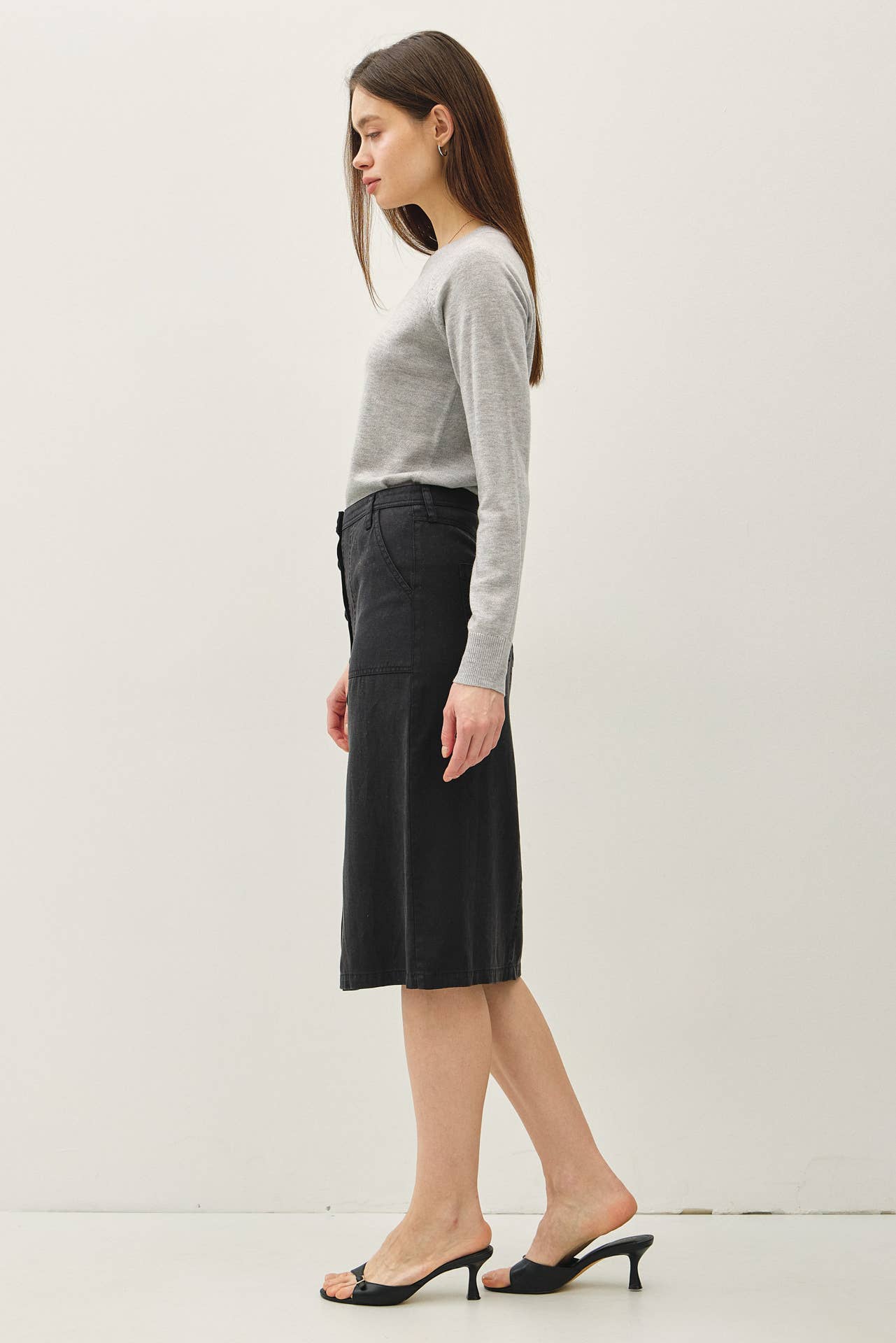 Tencel Blend Button Up Skirt