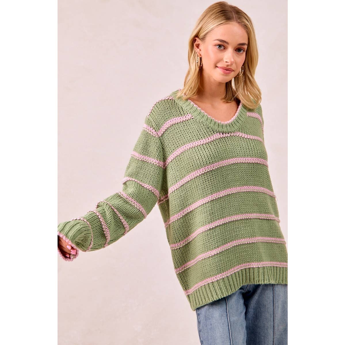Striped Knit Sweater Top