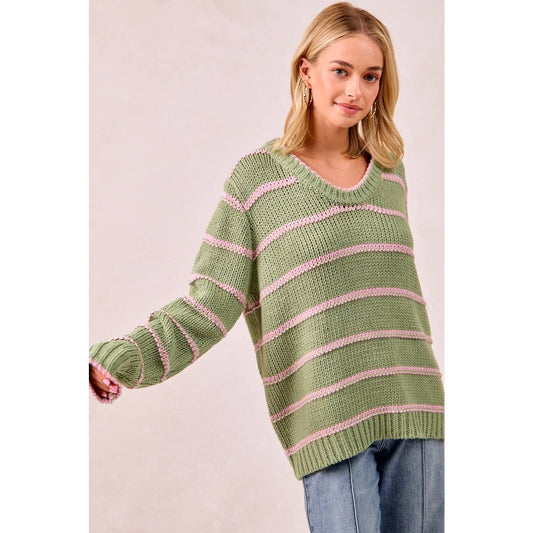 Striped Knit Sweater Top