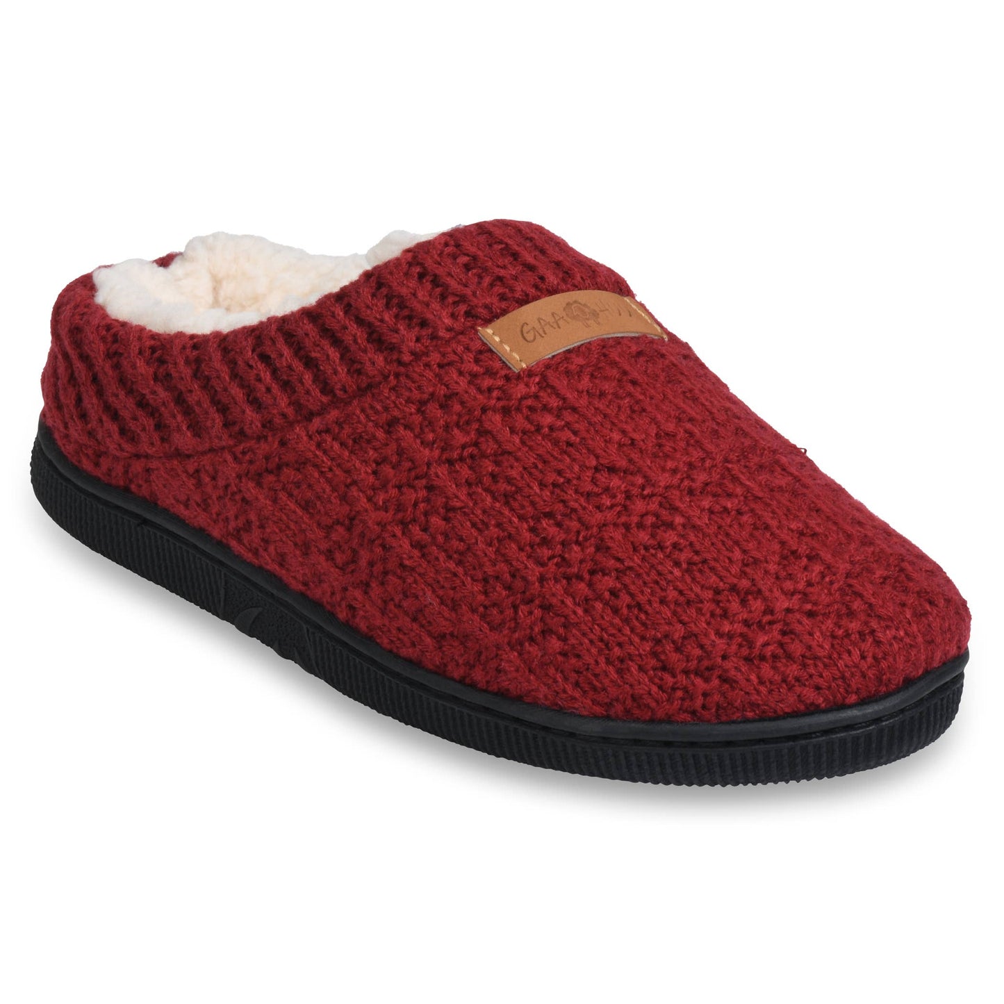 Womens textured knit rib collared clog slipper