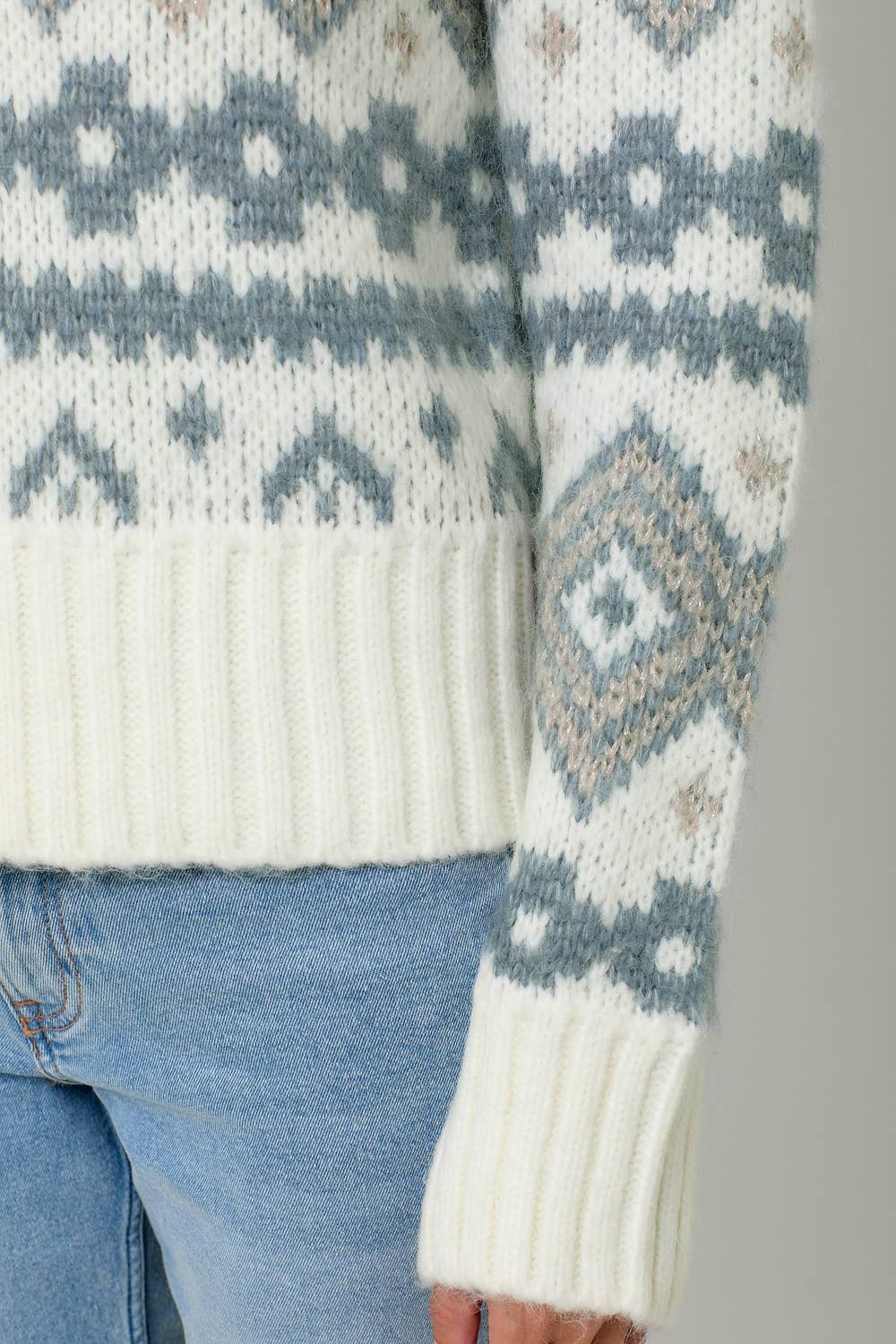 60807 Fair Isle Mock Neck Sweater