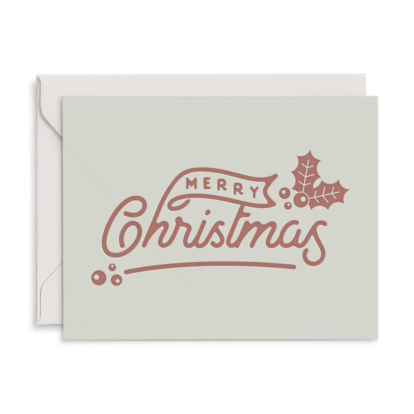 Merry Christmas Holly Holiday Greeting Card: Single