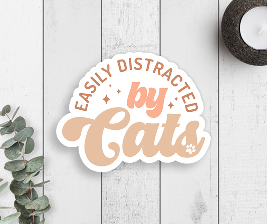 Easily Distracted By Cats Vinyl Sticker