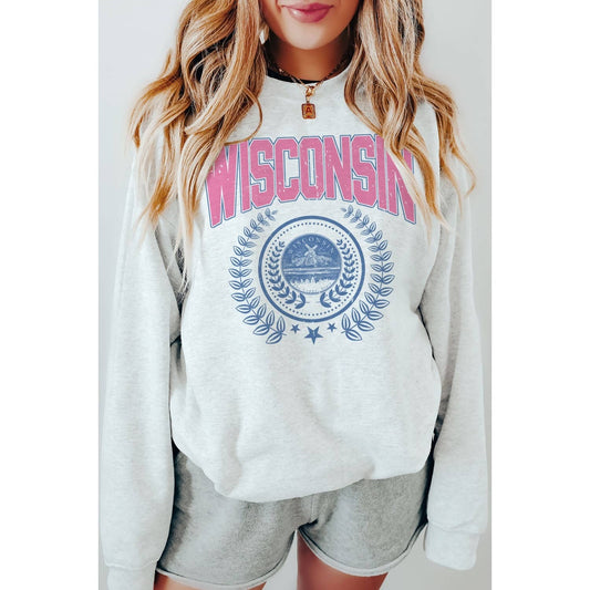 WISCONSIN STATE WREATH Oversized Graphic Sweatshirt