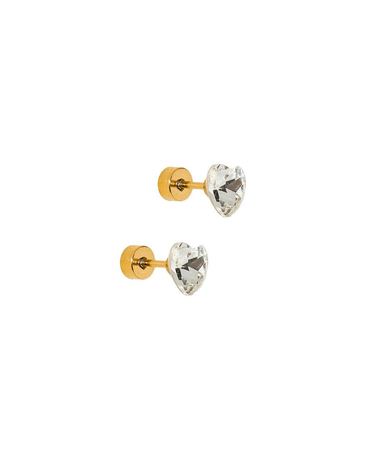Screwback Stud Earrings Lux - Candy Heart - Clear
