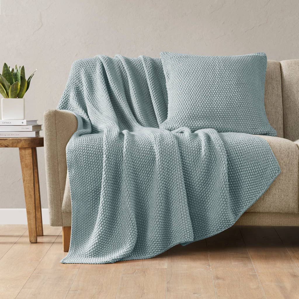 Classic Acrylic Knit Throw 50x60, Blue