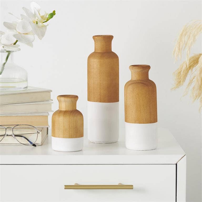 Color Block Wood Vase