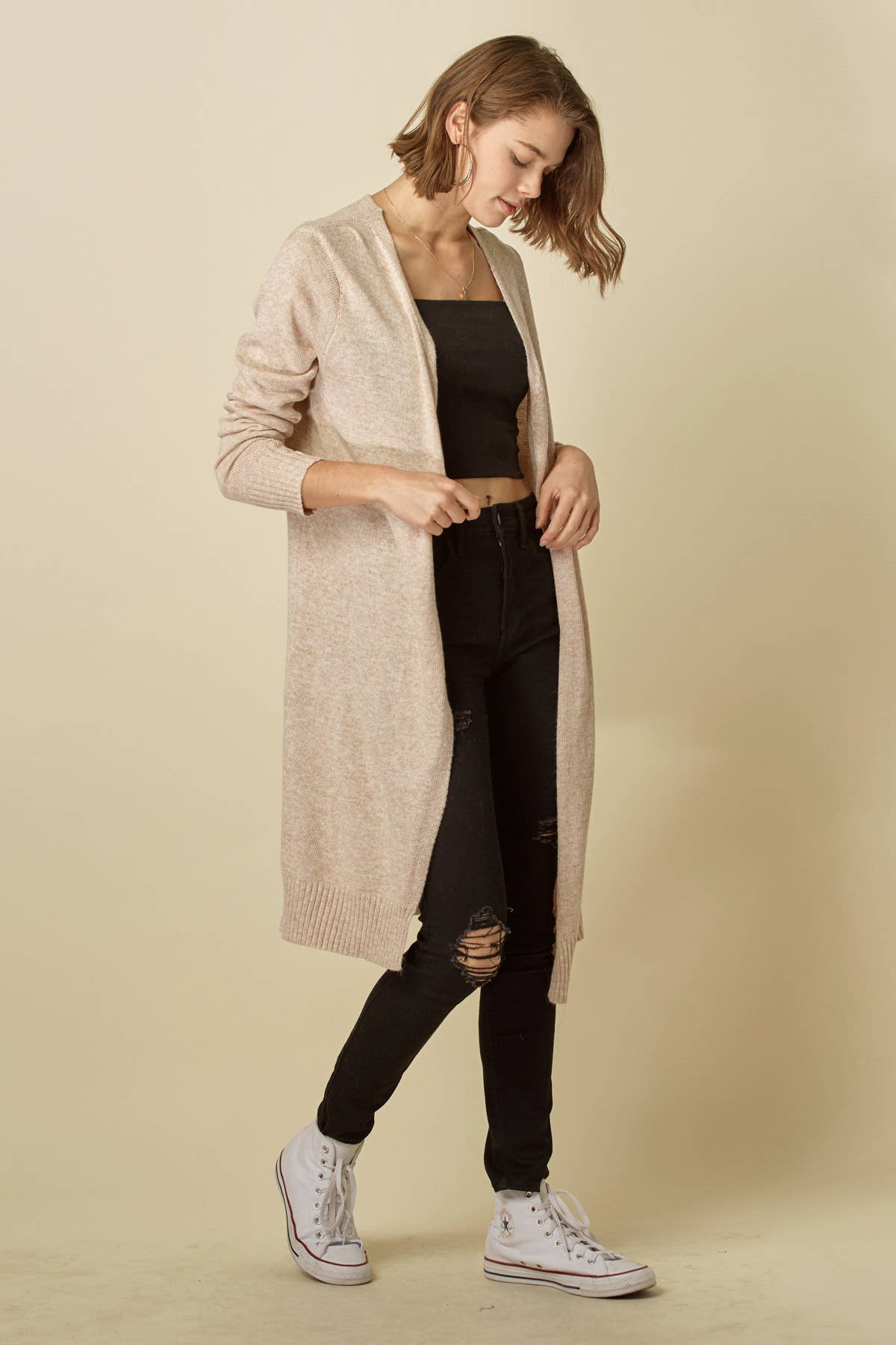 Long Sleeve Open Cardigan - 1497C-1