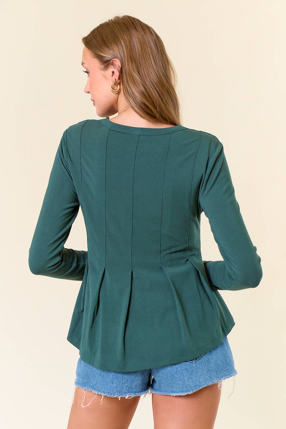 Pintuck Peplum Top