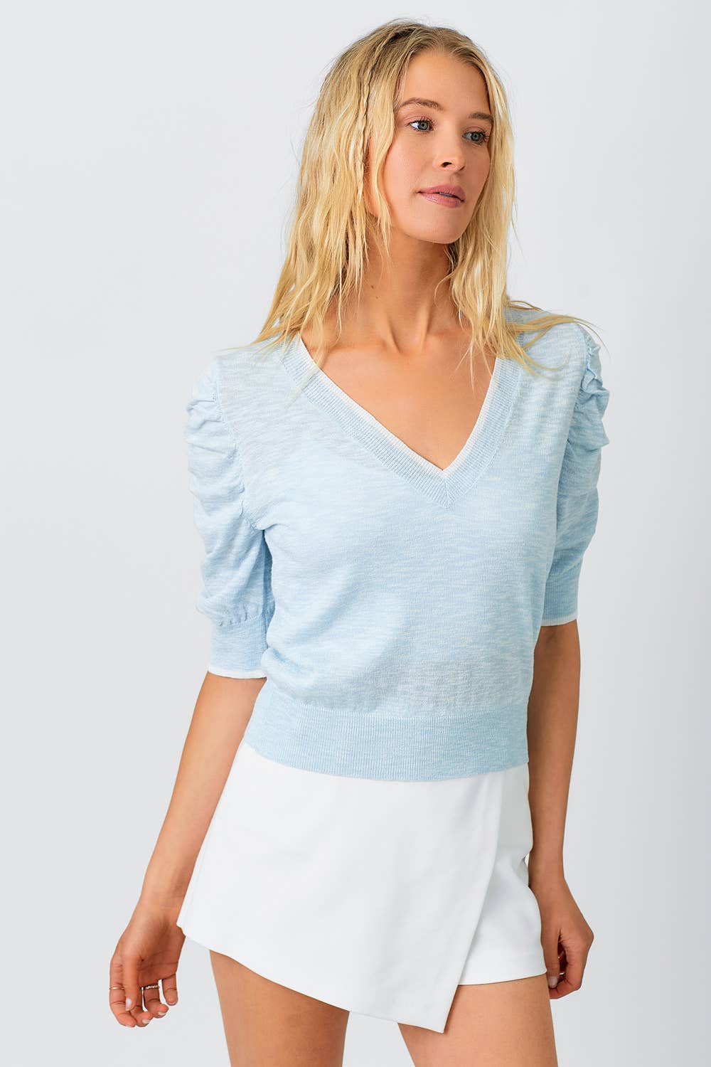 60508 Ruched Sleeve Sweater