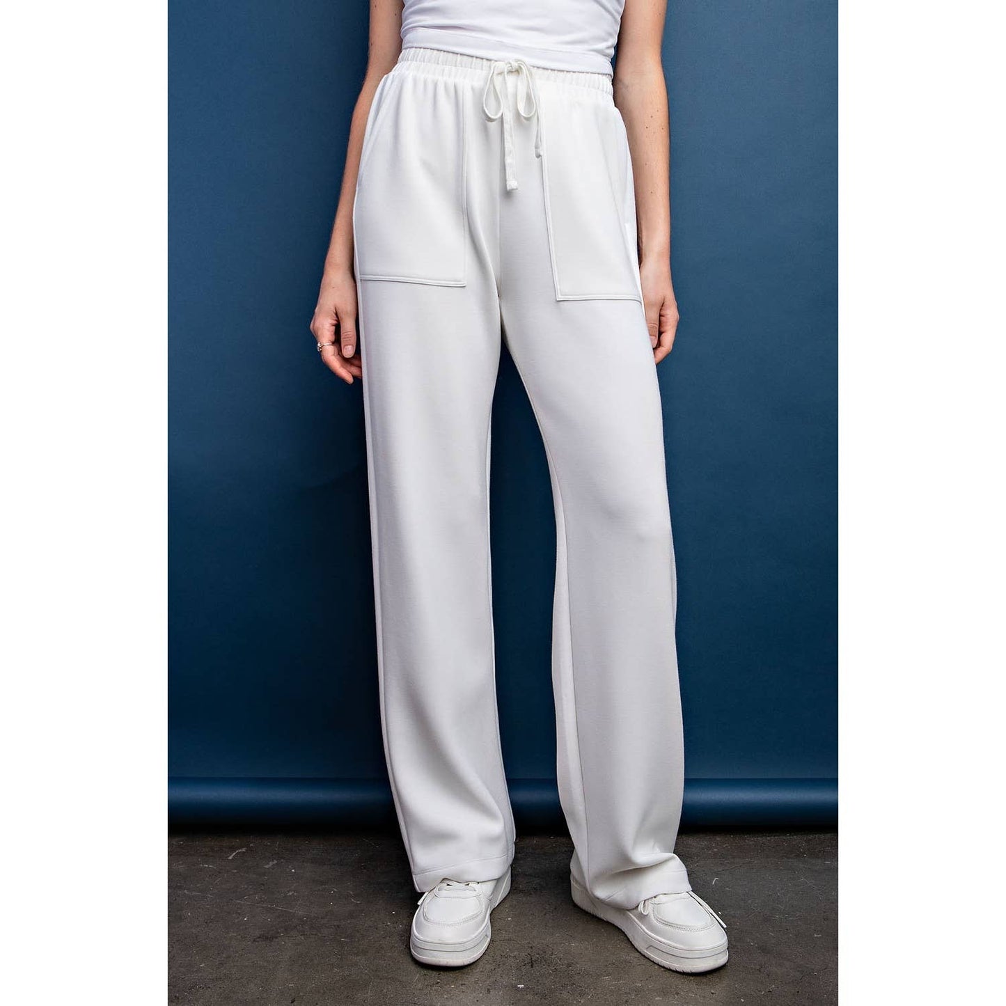 MODAL POLY SPAN STRAIGHT LOUNGE PANTS WITH POCKETS