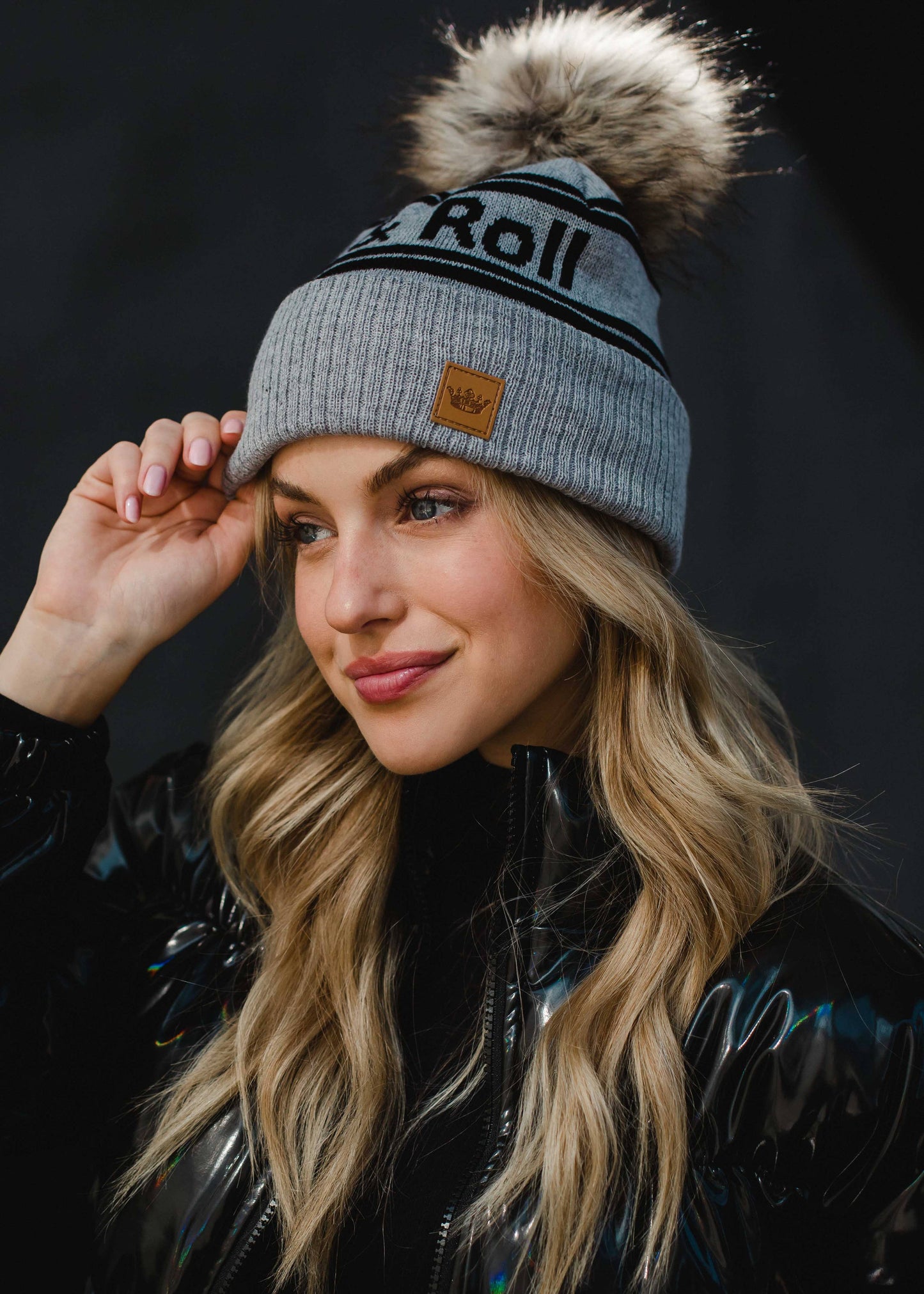 Gray & Black Rock & Roll Pom Hat