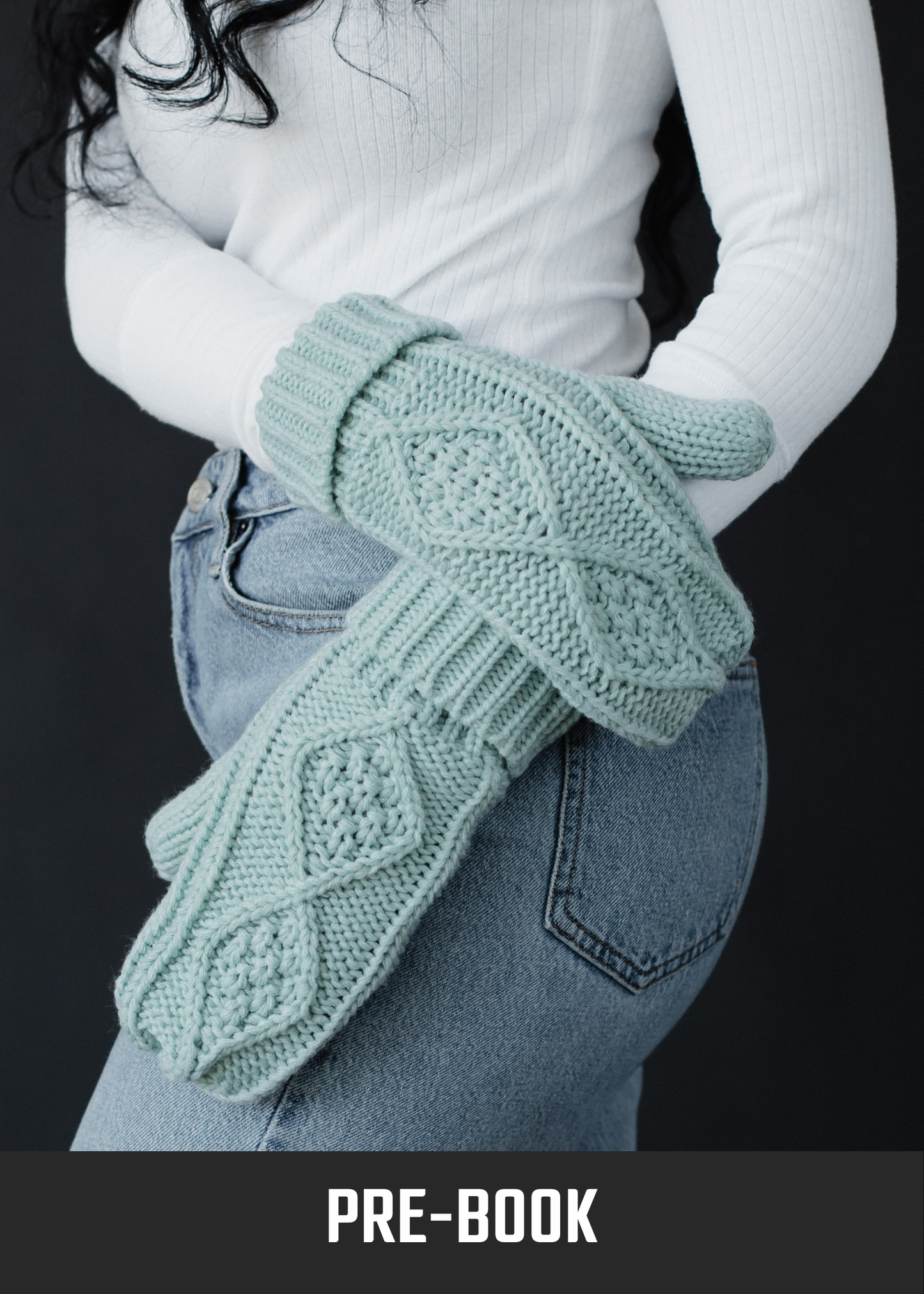 Light Blue Cable Knit Mittens