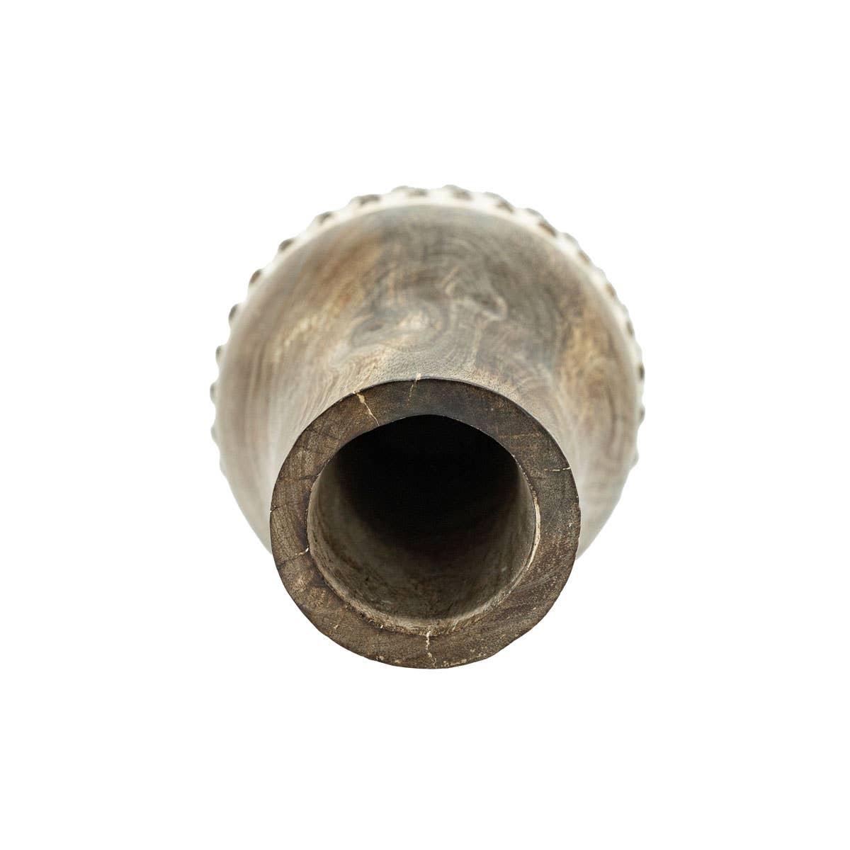 Whitewashed Wood Bead Vase