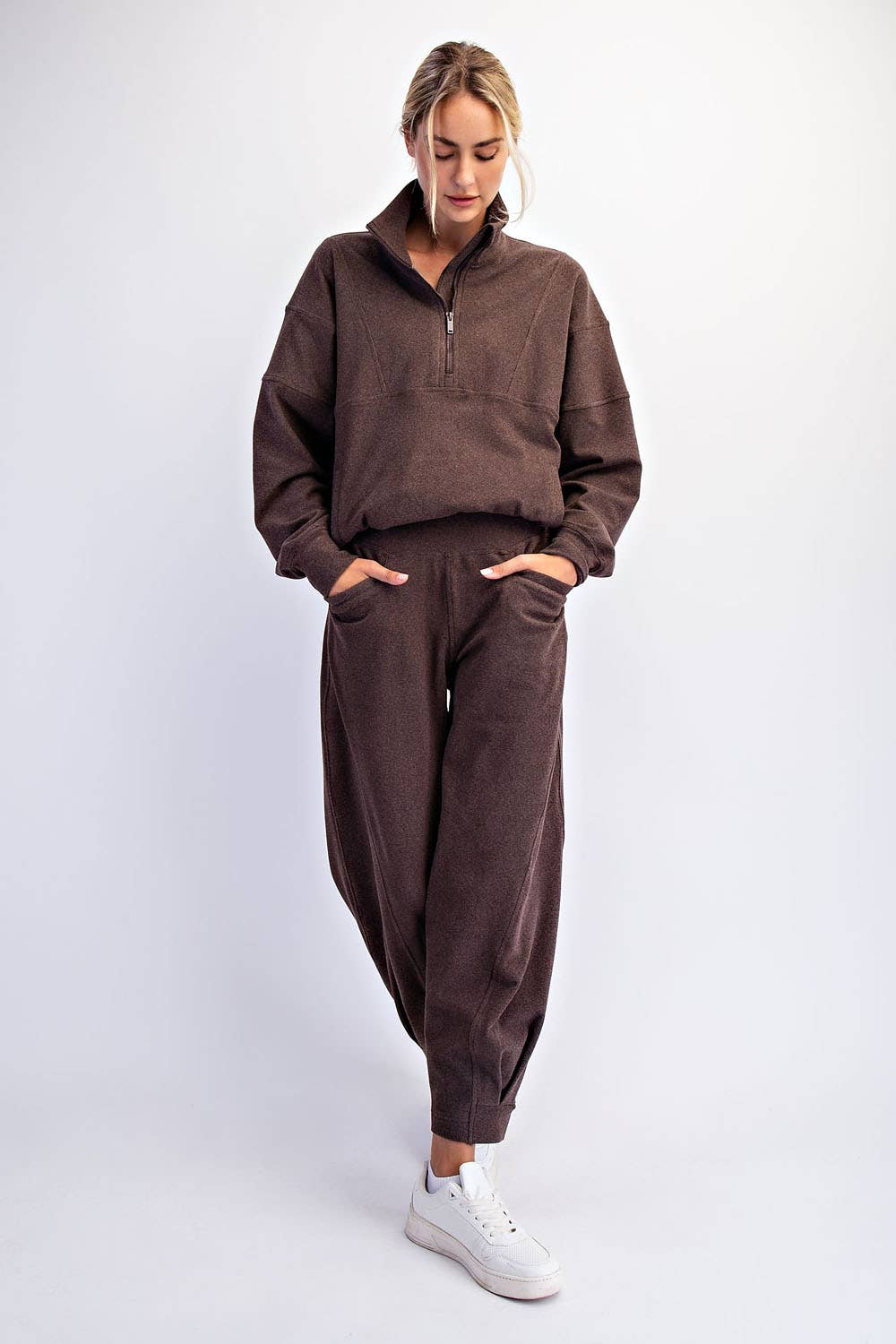 Mineral Washed Cotton Pleated Cocoon Pant