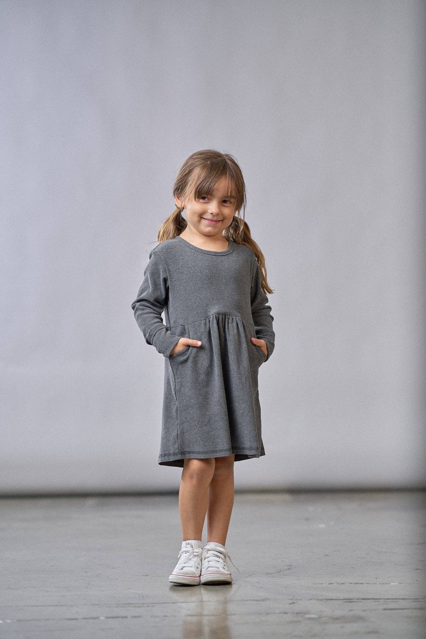 Ribbed Dress - Charcoal