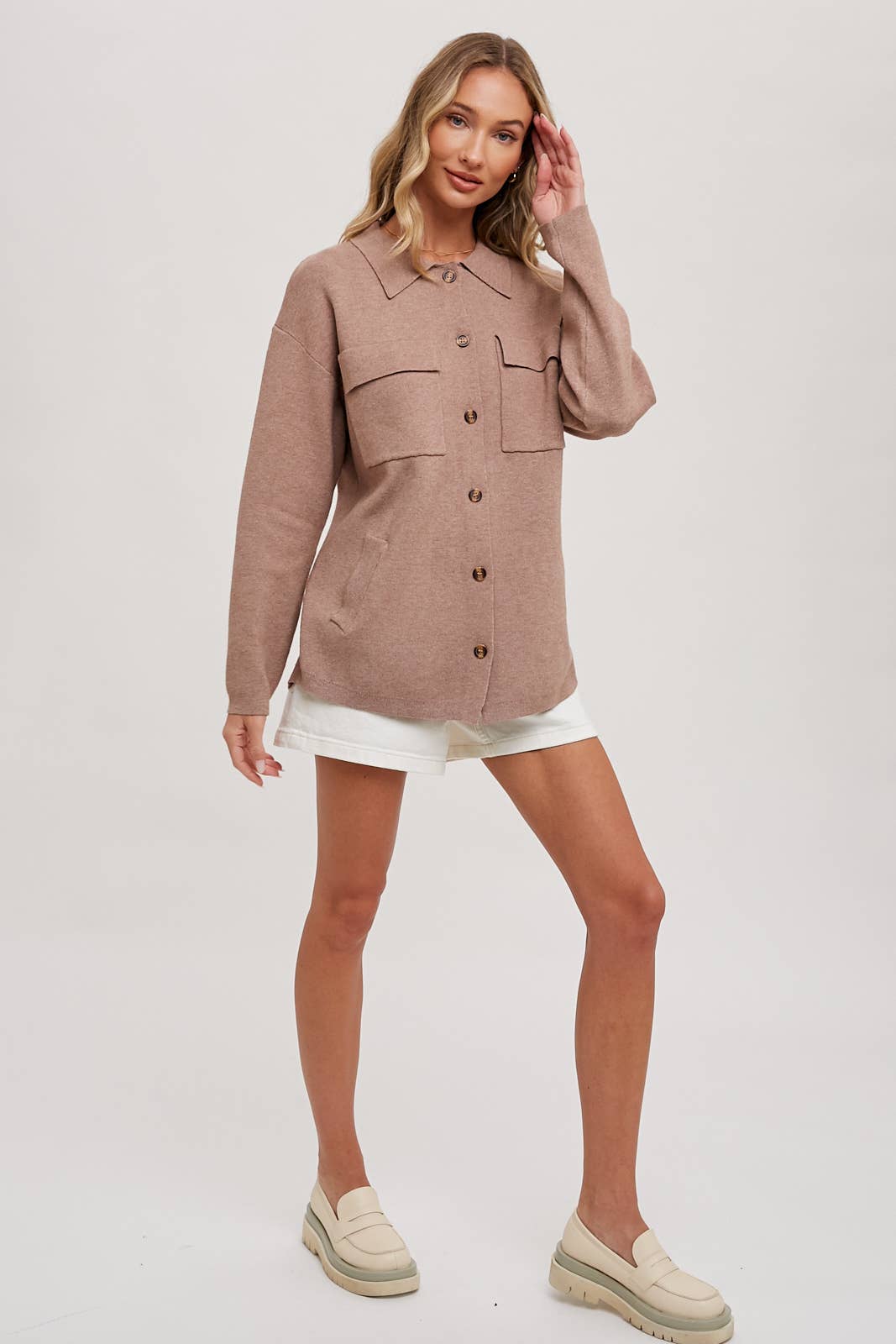 BUTTON UP KNIT SHACKET