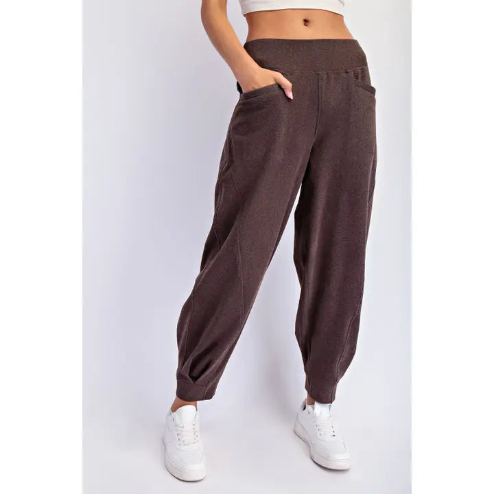 Mineral Washed Cotton Pleated Cocoon Pant