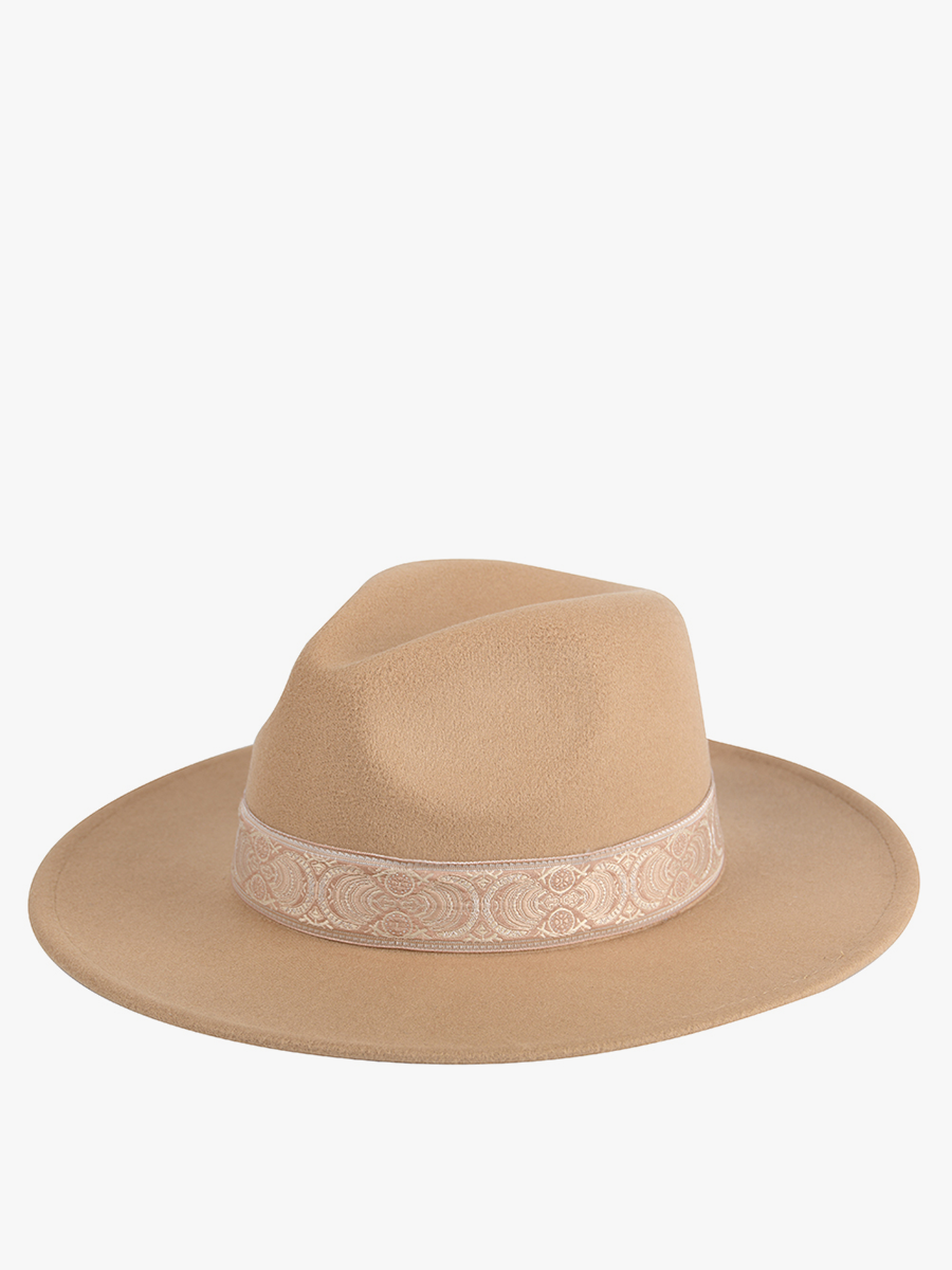 Boho Print Wide Brim Fedora