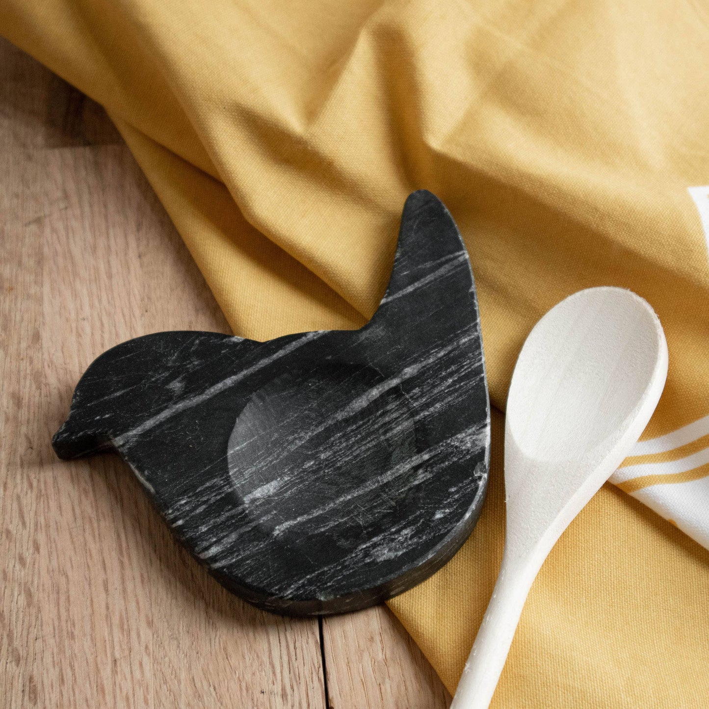 Black Marble Bird Shaped Spoon Rest