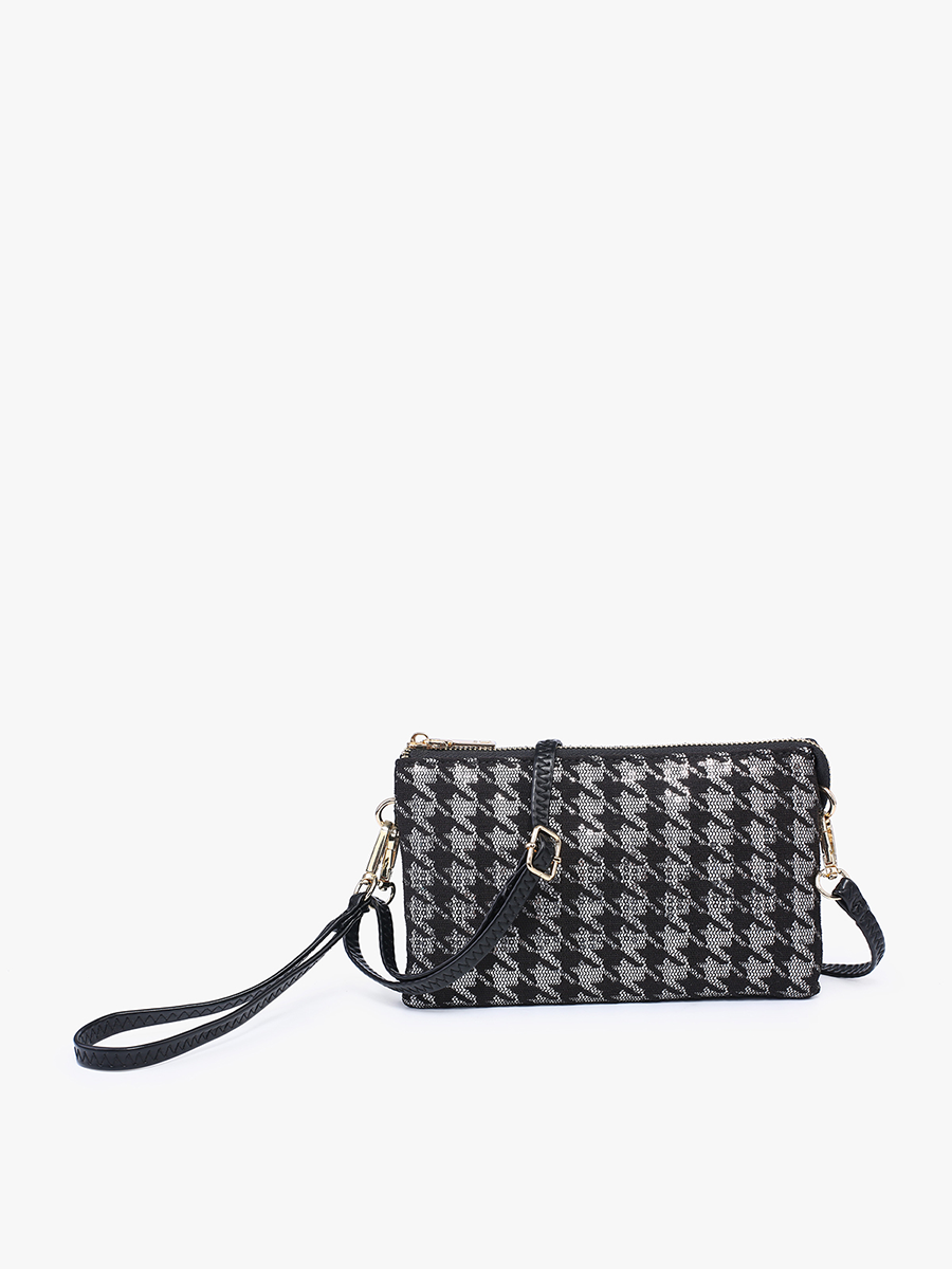 Riley Houndstooth 3 Compartment Crossbody/Wristlet