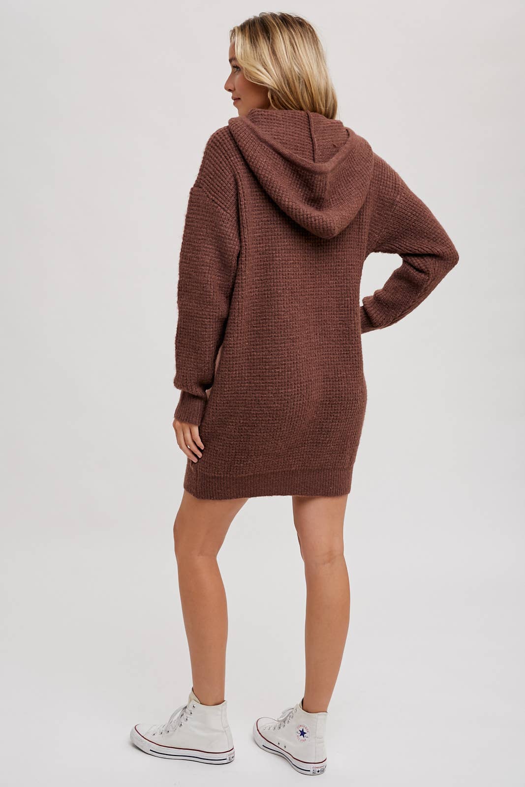 CHUNKY WAFFLE HOODIE TUNIC DRESS