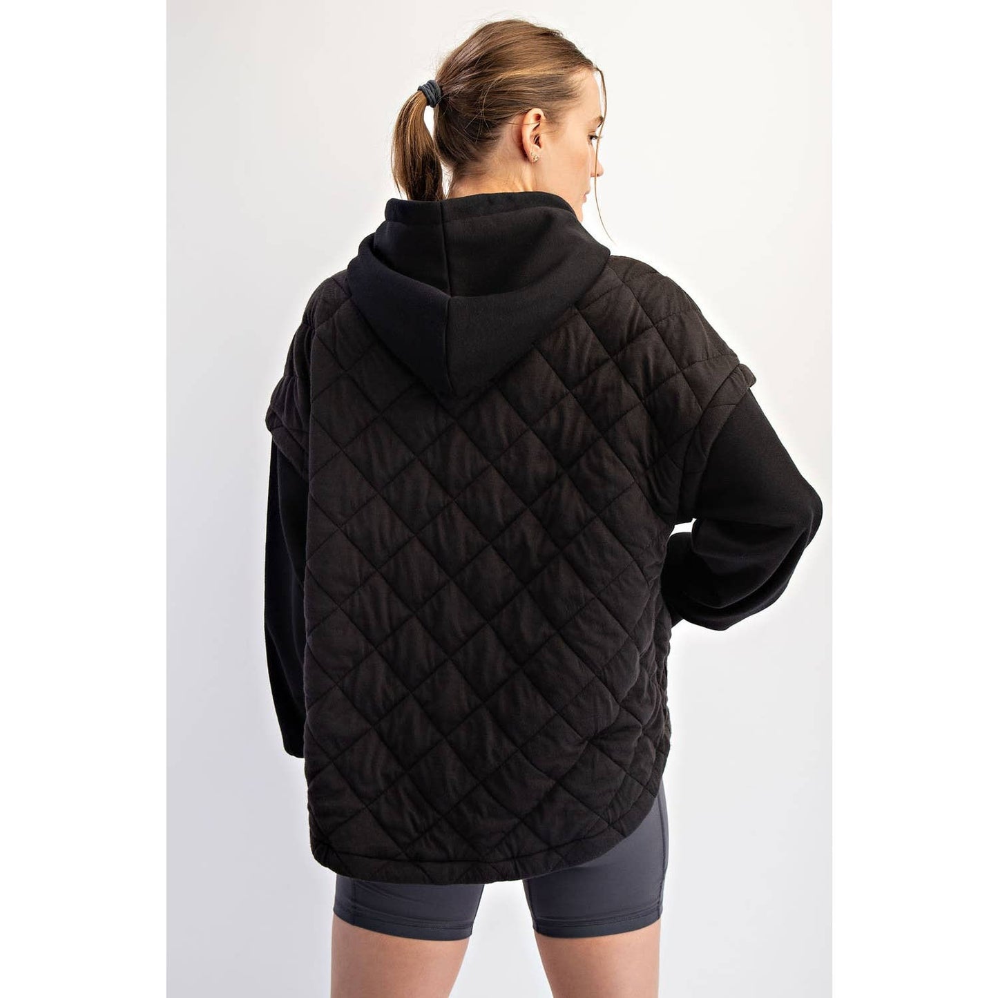 Quilted Terry Mixed Snap Hoodie