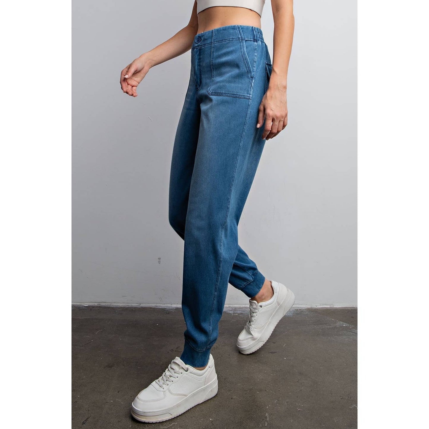 Cotton Stretch Denim Jogger Pants
