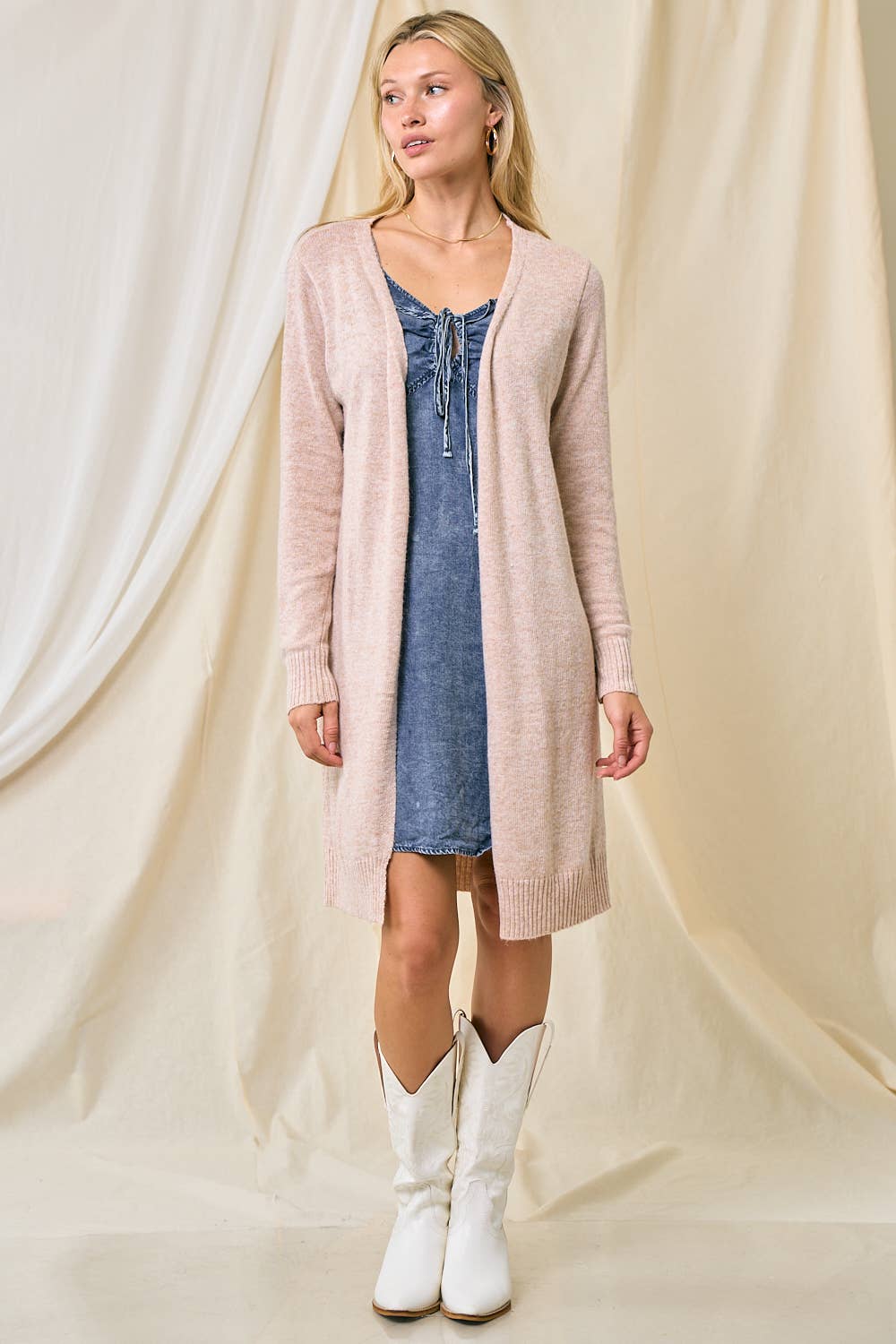 Long Sleeve Open Cardigan - 1497C-1